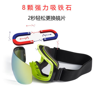 Magnet auswechselbare Linsen Skibrille Große kugelförmige Saugbrille Doppelschichtbrille Schneebirge Windschutzscheibe Nebelsicherung